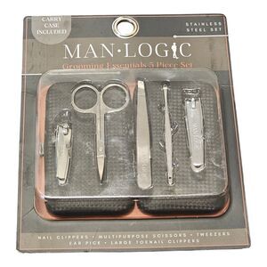 NEW Man Logic 5 Piece Steel Men’s Essential Grooming Set (Includes Carry Case)